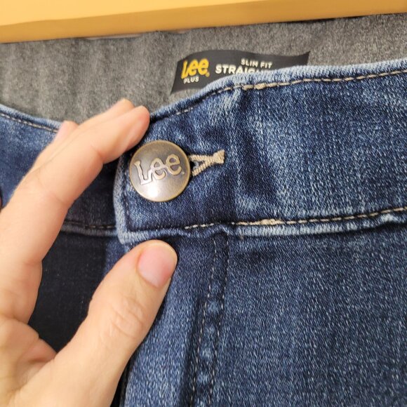 Lee Plus Women's Blue Cotton Mid Rise Slim Fit Stright Leg Denim Jeans Size 22W - Picture 11 of 16